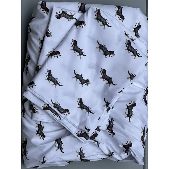 KENSIE QUEEN SIZE DACHSHUND WEENIE DOG PUPPY SHEET SET Christmas Lights